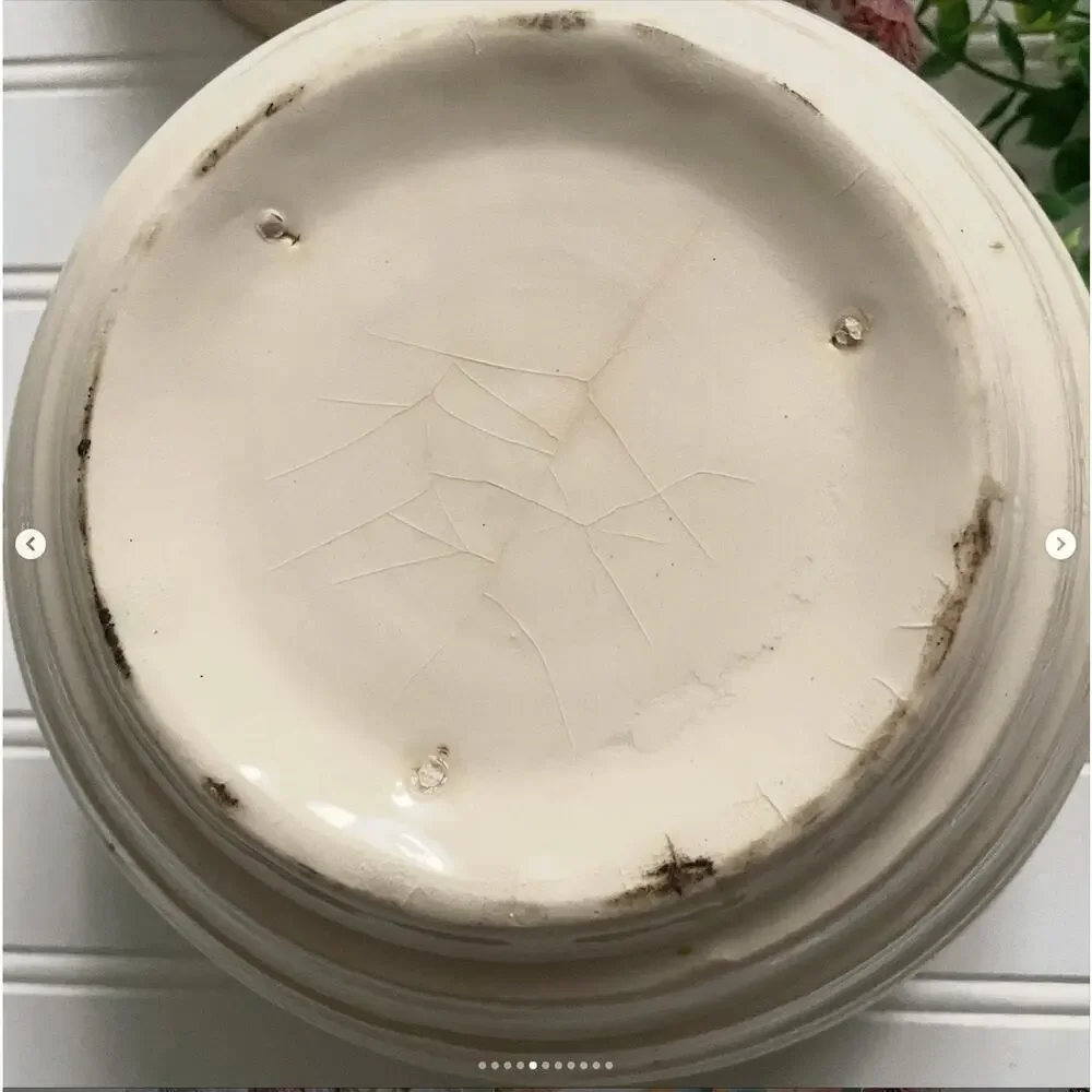 Vintage McCoy Pink Blue Stripe Beehive Nesting Stoneware Mixing Bowls Crazed PR